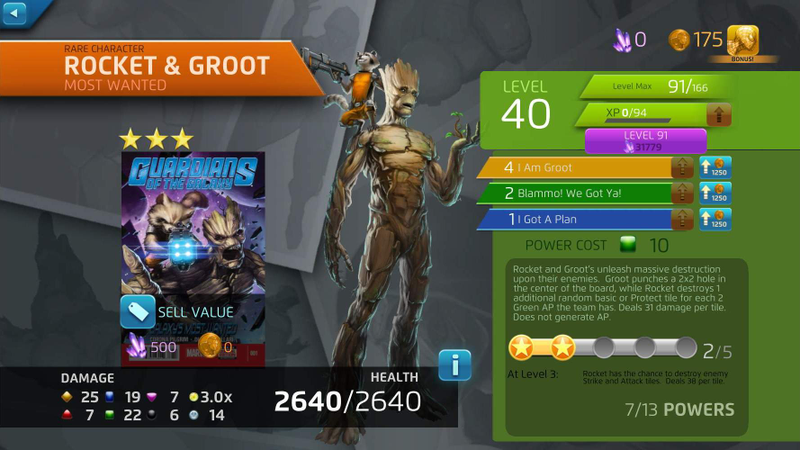 Illustration for article titled Rocket Raccoon And Groot Are One In Marvel Puzzle Quest